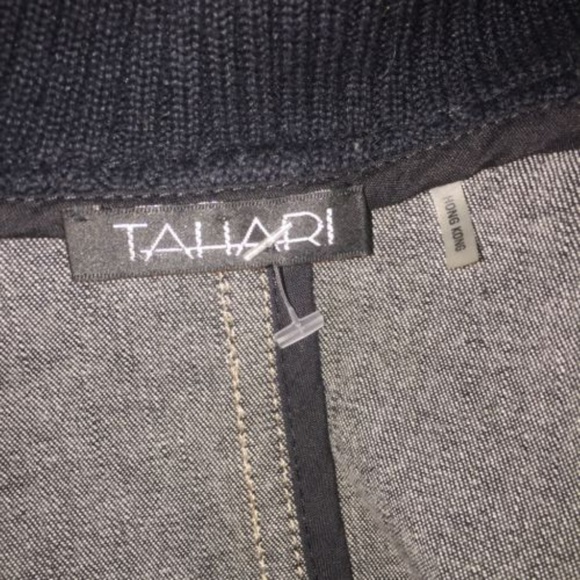 Tahari Denim Jean Jacket Black Coat S Snap - Picture 6 of 8